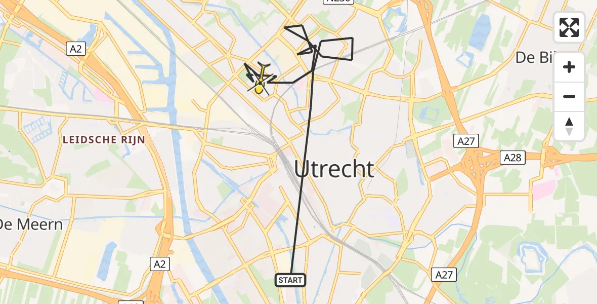Routekaart van de vlucht: Politiehelikopter naar Utrecht, Draaiweg