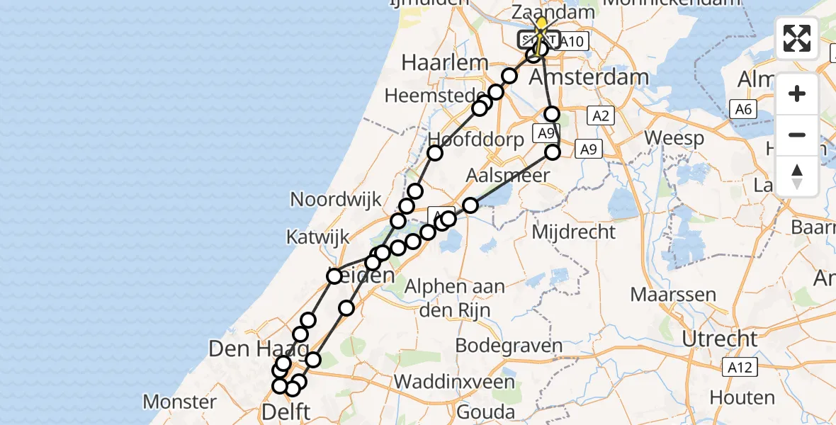 Routekaart van de vlucht: Lifeliner 1 naar Amsterdam Heliport, Maltaweg
