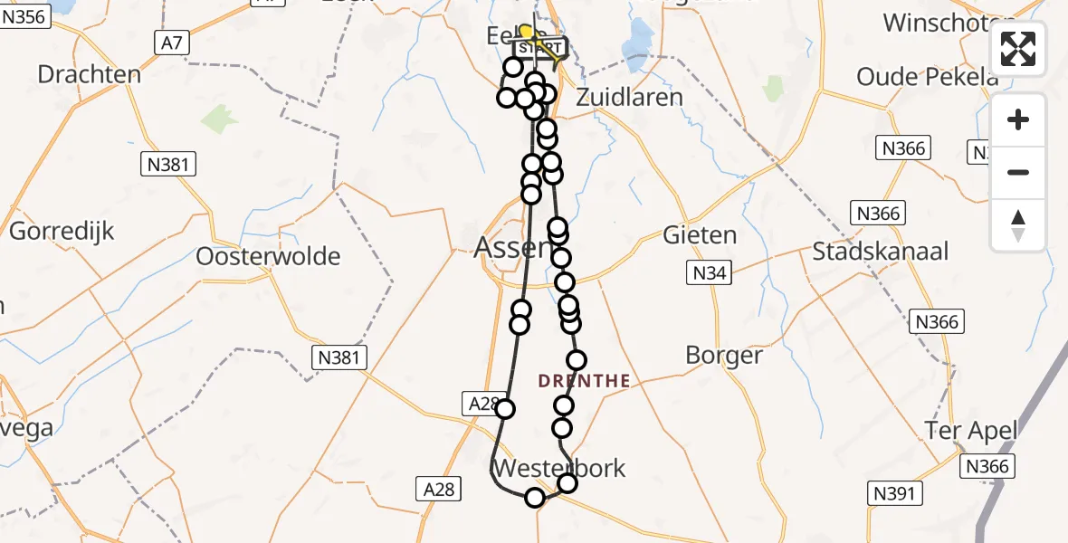 Routekaart van de vlucht: Lifeliner 4 naar Groningen Airport Eelde, Vissersweg