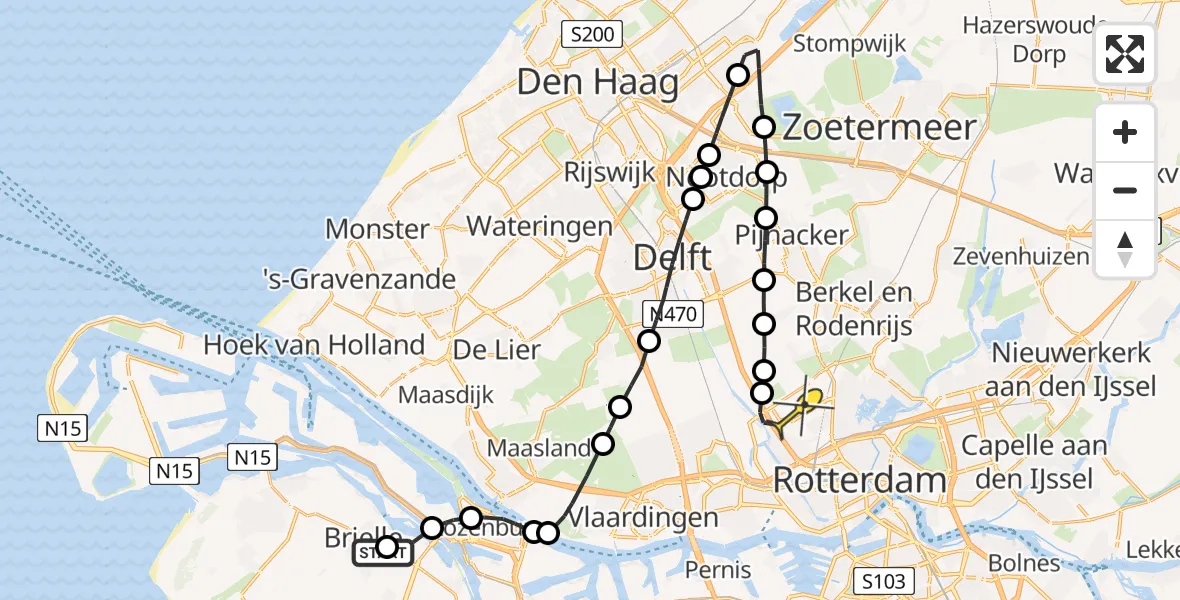 Routekaart van de vlucht: Lifeliner 2 naar Rotterdam The Hague Airport, Seggelant-Noord
