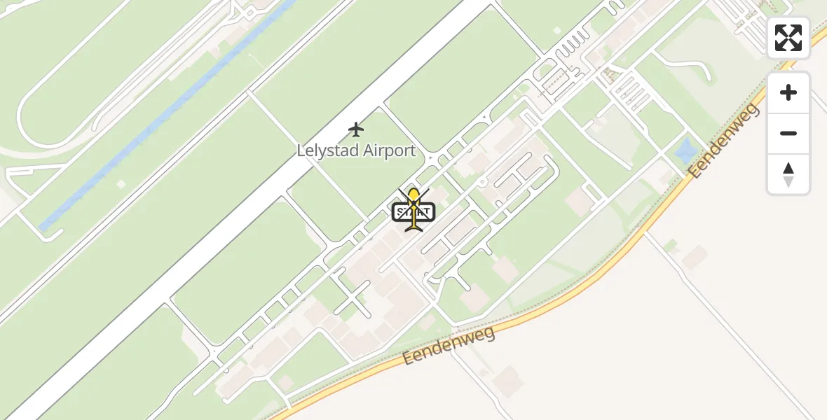 Routekaart van de vlucht: Ambulanceheli naar Lelystad Airport, Emoeweg