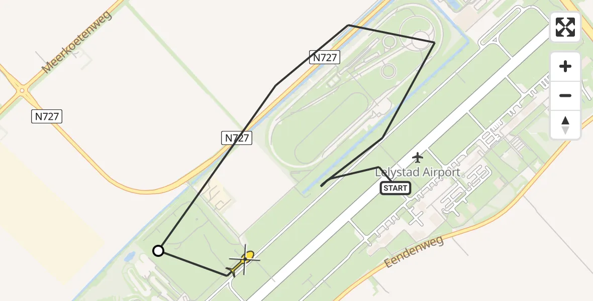 Routekaart van de vlucht: Ambulanceheli naar Lelystad Airport, Talingweg
