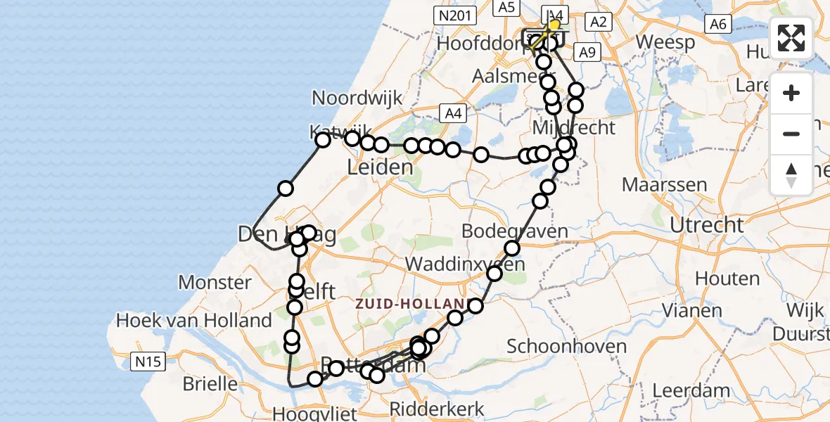 Routekaart van de vlucht: Politieheli naar Schiphol, Loevesteinse Randweg