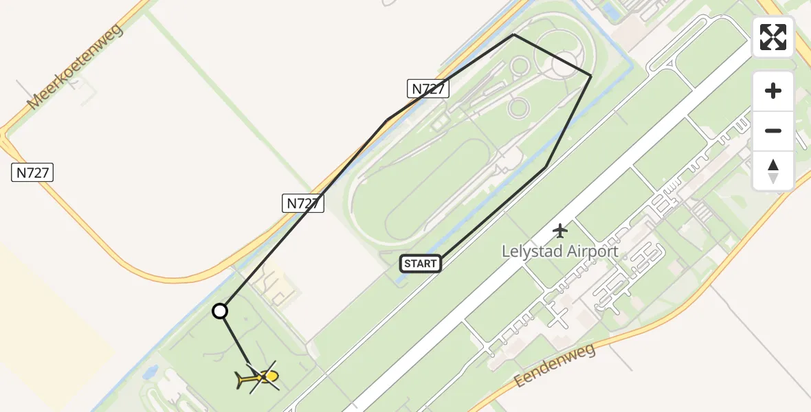 Routekaart van de vlucht: Ambulancehelikopter naar Lelystad, Talingweg