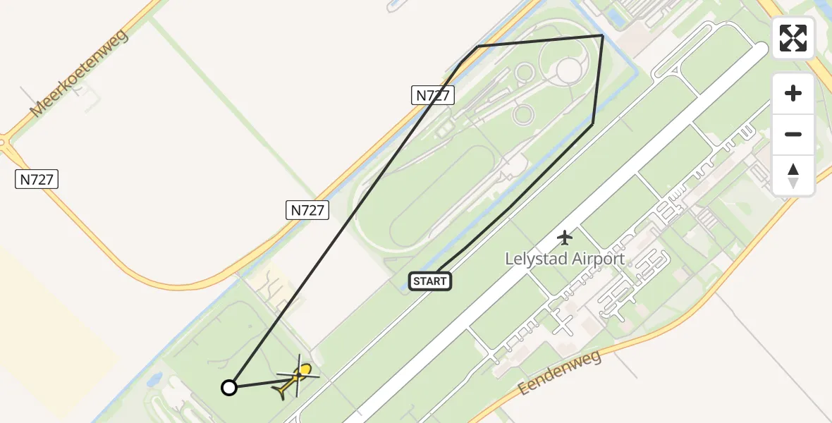 Routekaart van de vlucht: Ambulancehelikopter naar Lelystad, Talingweg