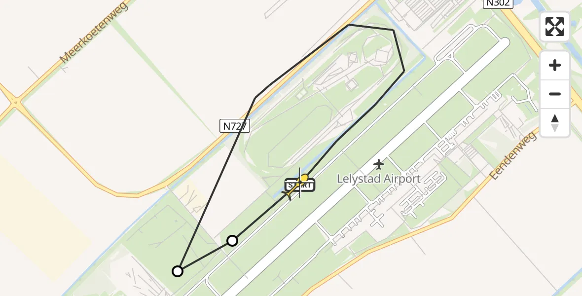 Routekaart van de vlucht: Ambulanceheli naar Lelystad Airport, Terminalplein