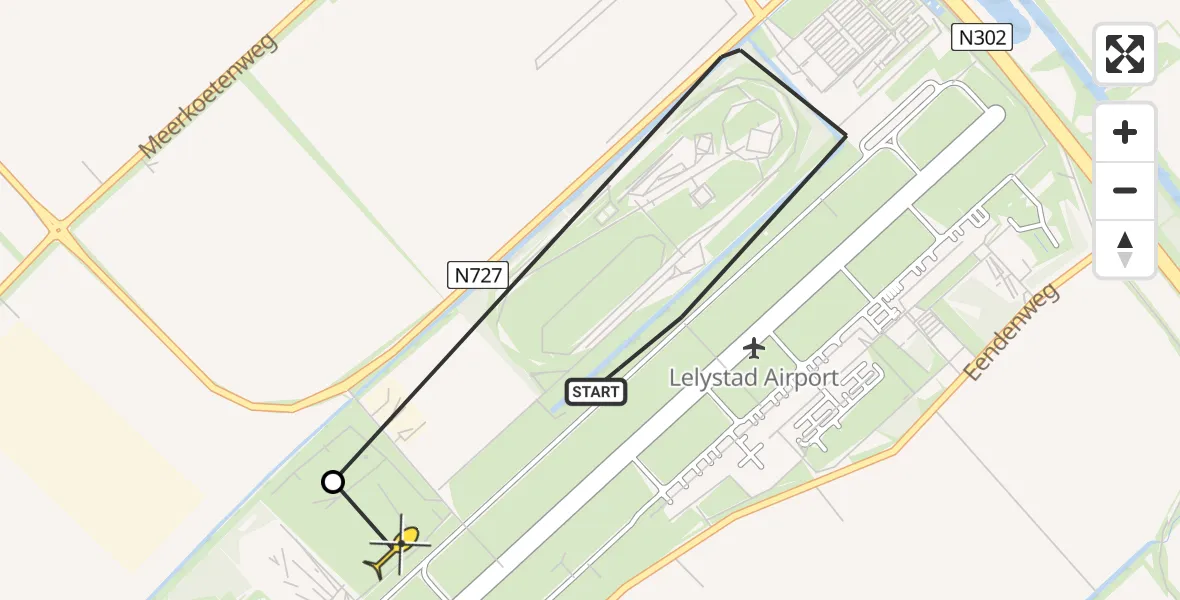 Routekaart van de vlucht: Ambulancehelikopter naar Lelystad, Talingweg