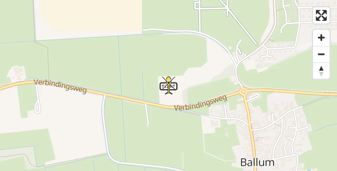 Routekaart van de vlucht: Ambulanceheli naar Ameland Airport Ballum, Hollumerweg