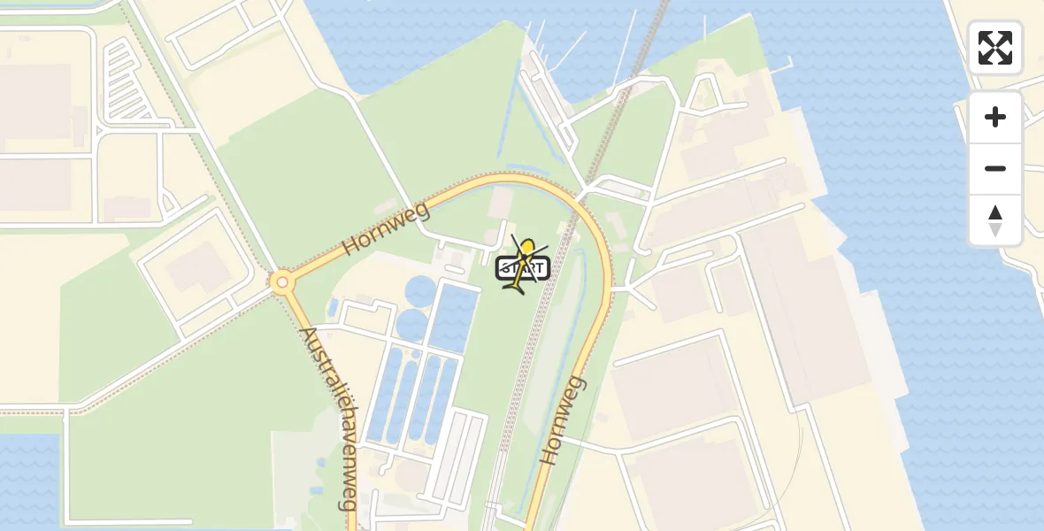 Routekaart van de vlucht: Lifeliner 1 naar Amsterdam Heliport, Hornweg