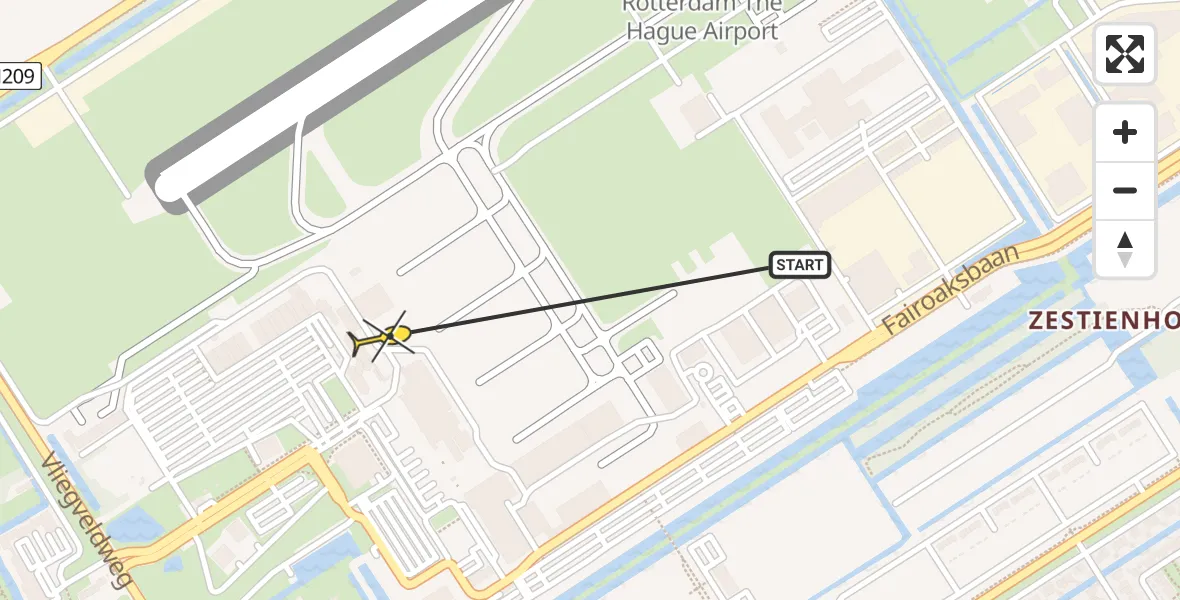 Routekaart van de vlucht: Lifeliner 2 naar Rotterdam The Hague Airport, Rotterdam Airportplein