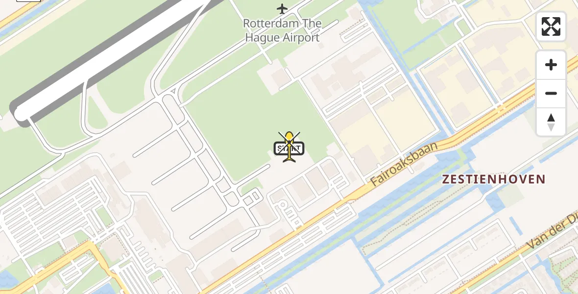 Vluchtroute Politiehelikopter van Rotterdam The Hague Airport naar Rotterdam The Hague Airport