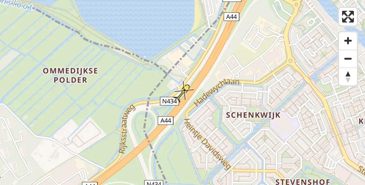 Routekaart van de vlucht: Lifeliner 1 naar Leiden