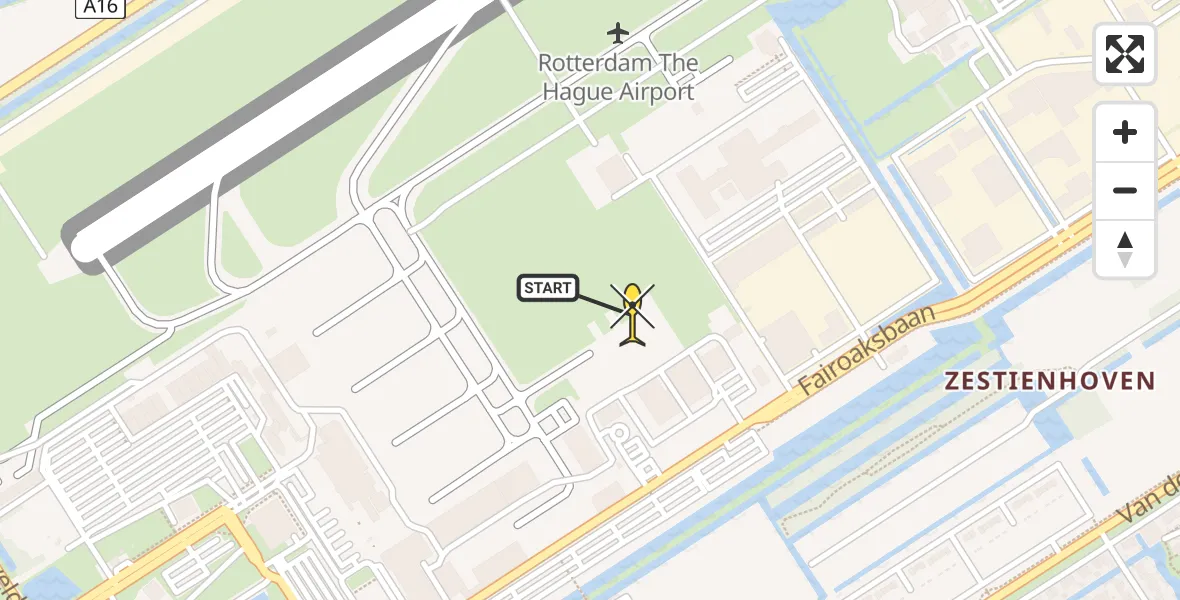 Vluchtroute Politiehelikopter van Rotterdam The Hague Airport naar Rotterdam The Hague Airport