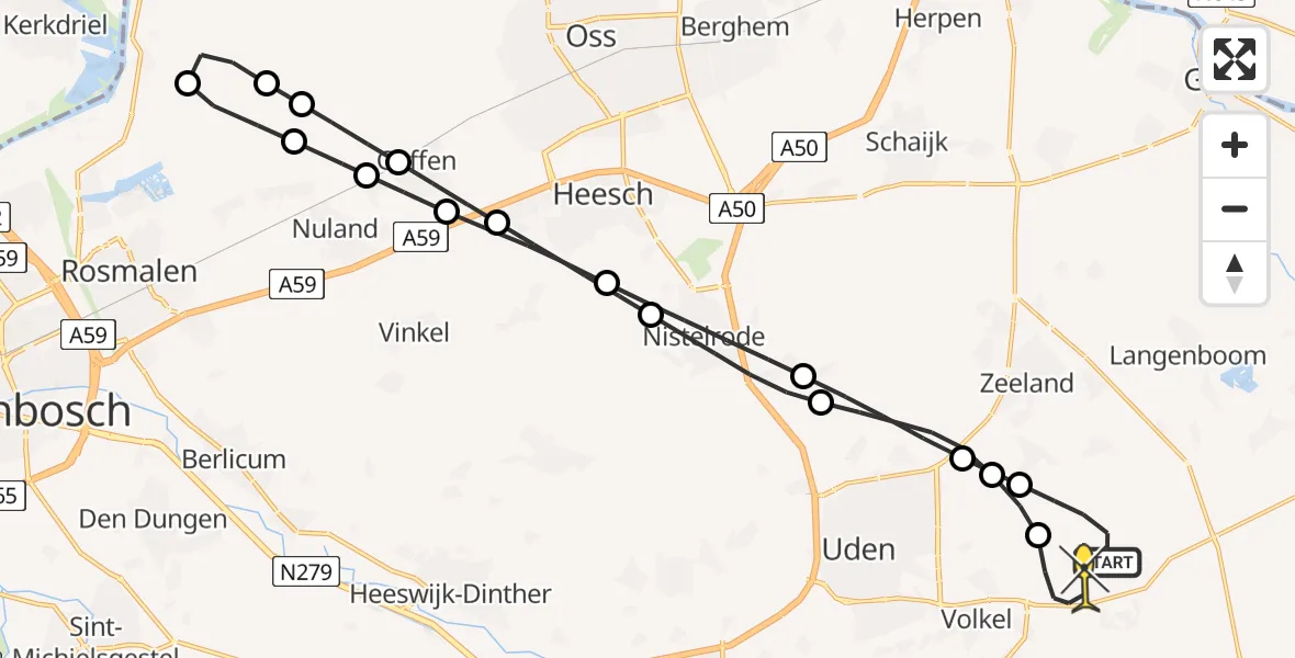 Routekaart van de vlucht: Lifeliner 3 naar Vliegbasis Volkel, Houtvennen