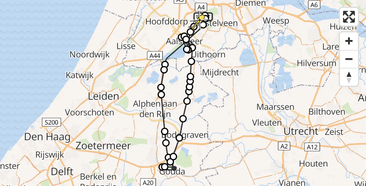 Routekaart van de vlucht: Politieheli naar Schiphol, Ringvaart-Schipholdijk