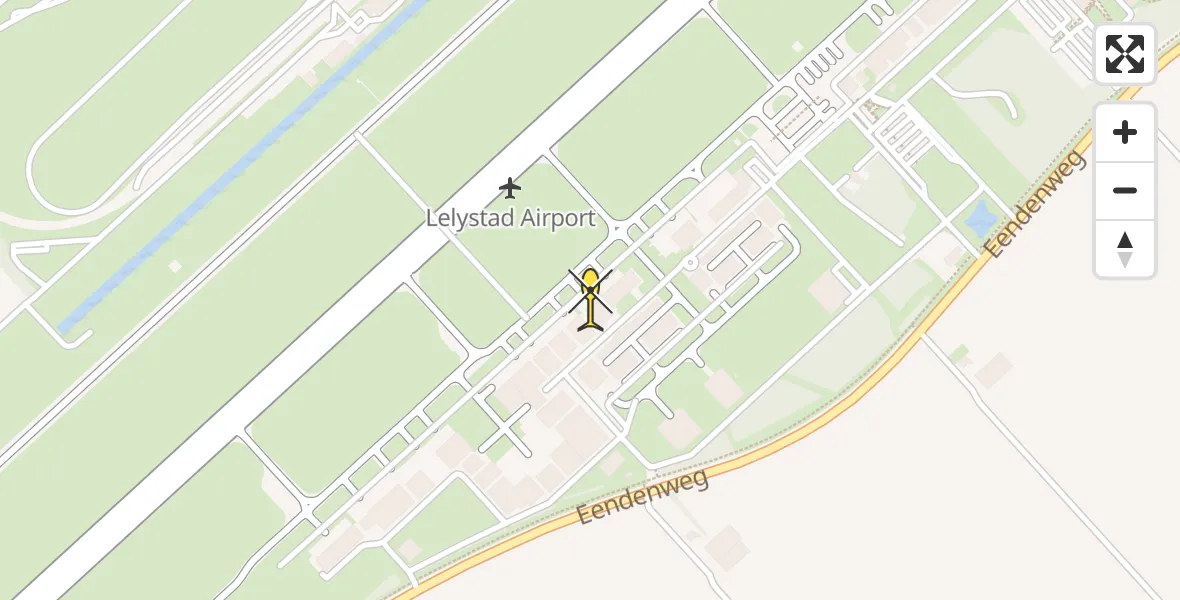 Routekaart van de vlucht: Ambulanceheli naar Lelystad Airport