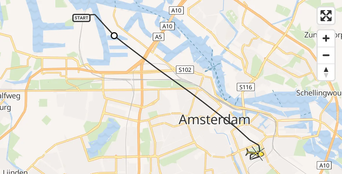 Routekaart van de vlucht: Lifeliner 1 naar Amsterdam, Kajuitpad