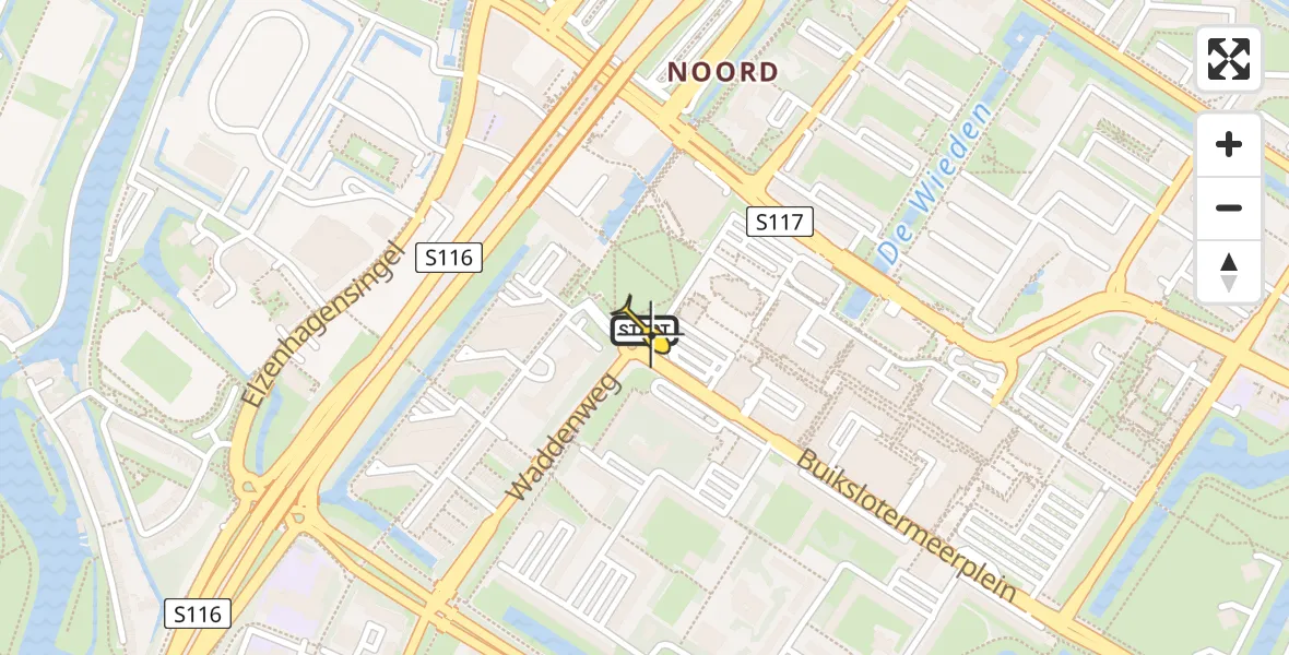 Routekaart van de vlucht: Lifeliner 1 naar Amsterdam, Buikslotermeerplein