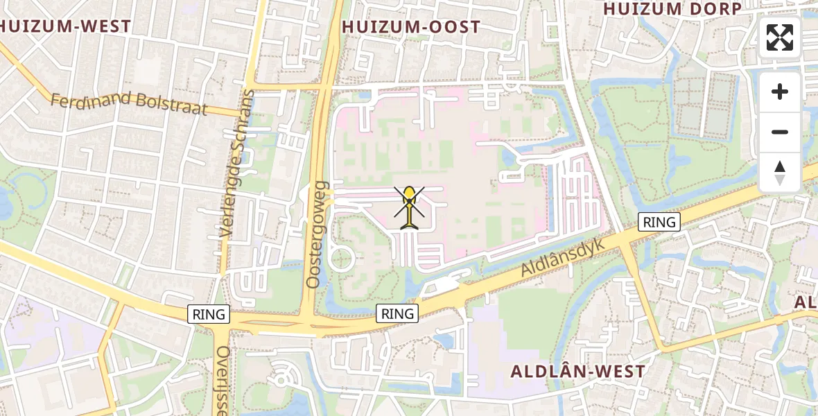 Routekaart van de vlucht: Ambulancehelikopter naar Leeuwarden