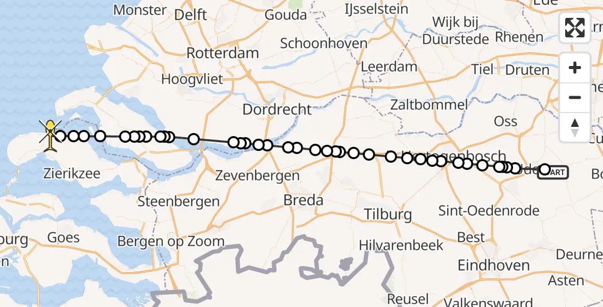 Routekaart van de vlucht: Lifeliner 3 naar Scharendijke, Zeelandsedijk