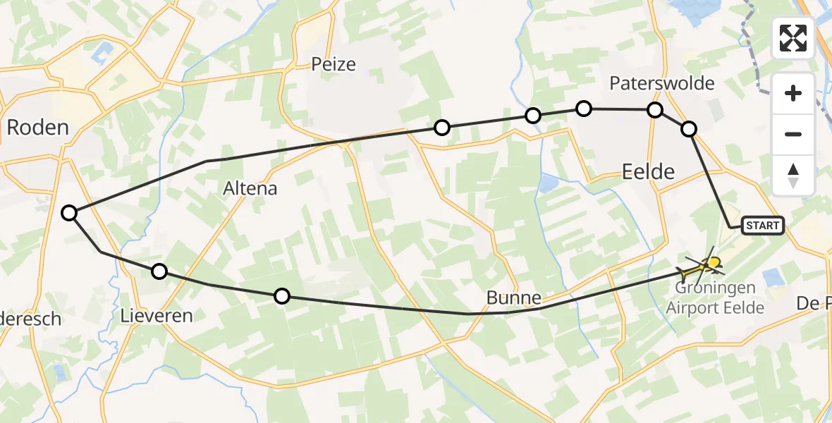Routekaart van de vlucht: Lifeliner 4 naar Groningen Airport Eelde, Langesteeg