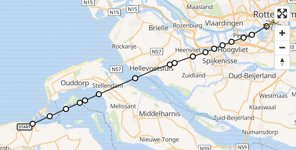 Routekaart van de vlucht: Lifeliner 3 naar Erasmus MC, Rampweg