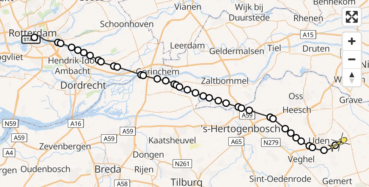 Routekaart van de vlucht: Lifeliner 3 naar Vliegbasis Volkel, Boompjes