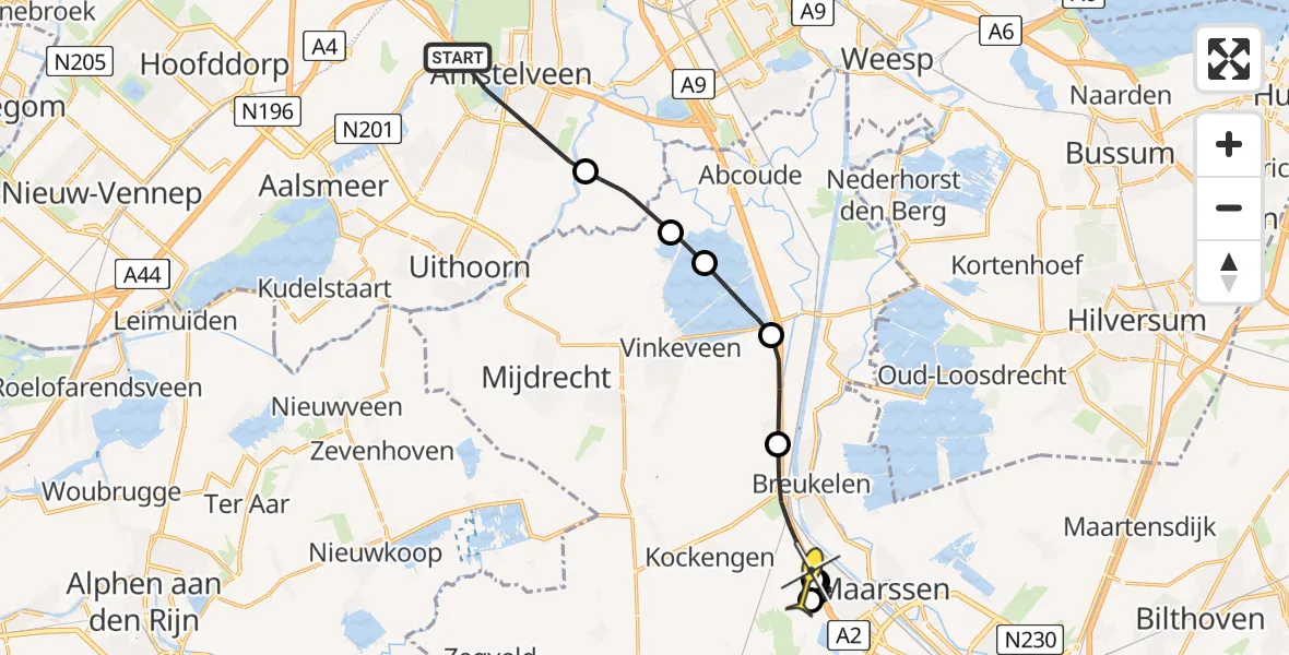 Routekaart van de vlucht: Politiehelikopter naar Haarzuilens, Kleine Noorddijk