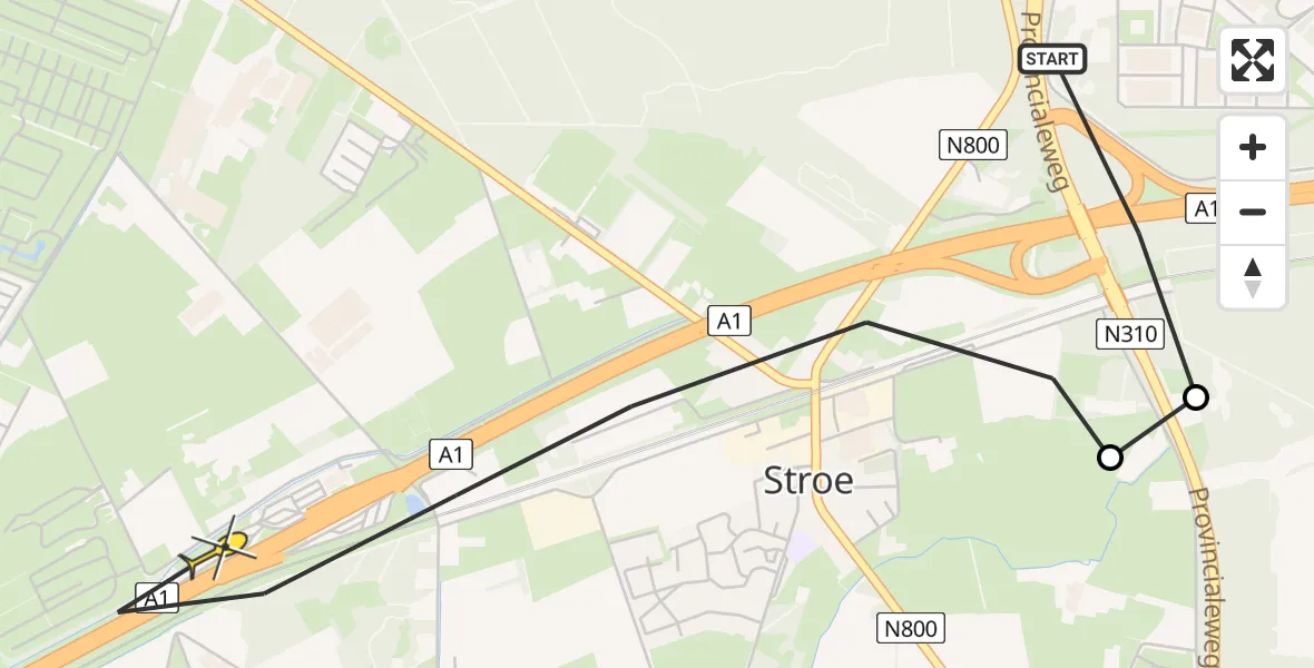 Routekaart van de vlucht: Lifeliner 4 naar Stroe, Fastned Tolnegen
