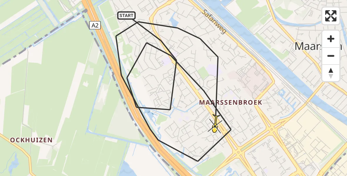 Routekaart van de vlucht: Politieheli naar Maarssen, Reigerskamp