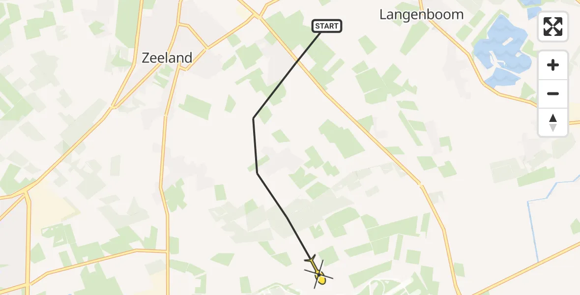 Routekaart van de vlucht: Politiehelikopter naar Vliegbasis Volkel, Korte Dijk