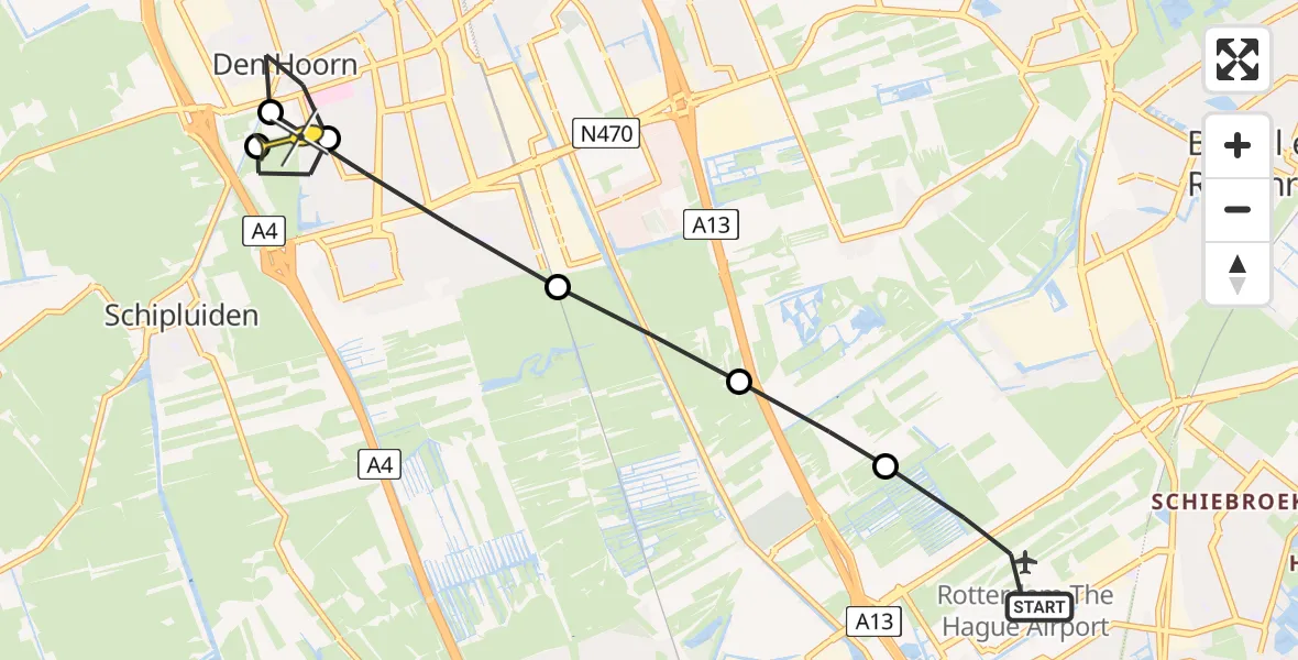 Routekaart van de vlucht: Lifeliner 2 naar Den Hoorn, Zwembadpad