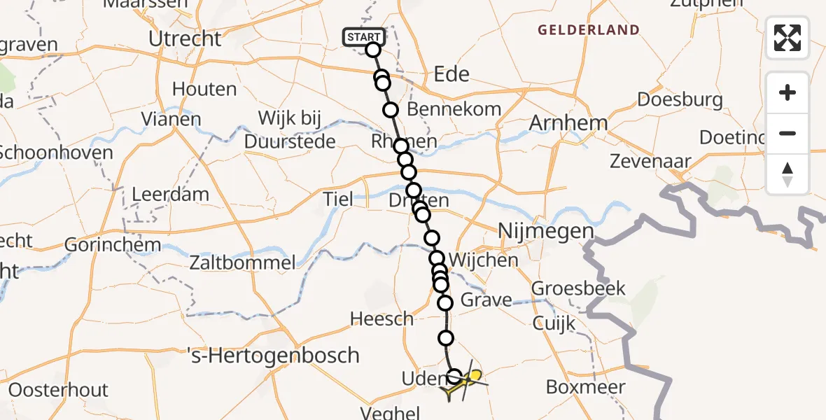 Routekaart van de vlucht: Lifeliner 3 naar Vliegbasis Volkel, Barneveldsestraat