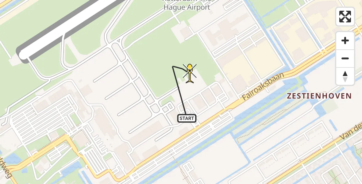 Routekaart van de vlucht: Politieheli naar Rotterdam The Hague Airport, Brandenburgbaan