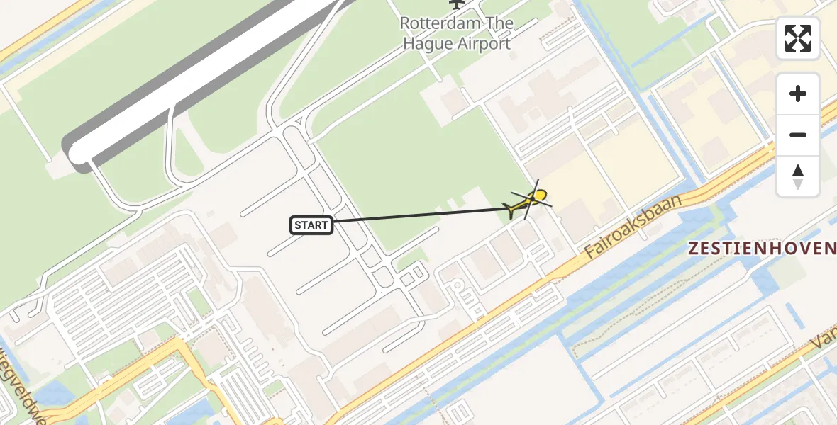 Routekaart van de vlucht: Lifeliner 2 naar Rotterdam The Hague Airport, Brandenburgbaan