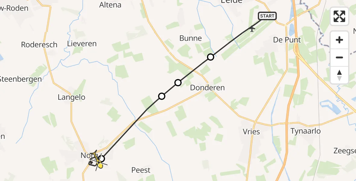 Routekaart van de vlucht: Lifeliner 4 naar Norg, Lugtenbergerweg