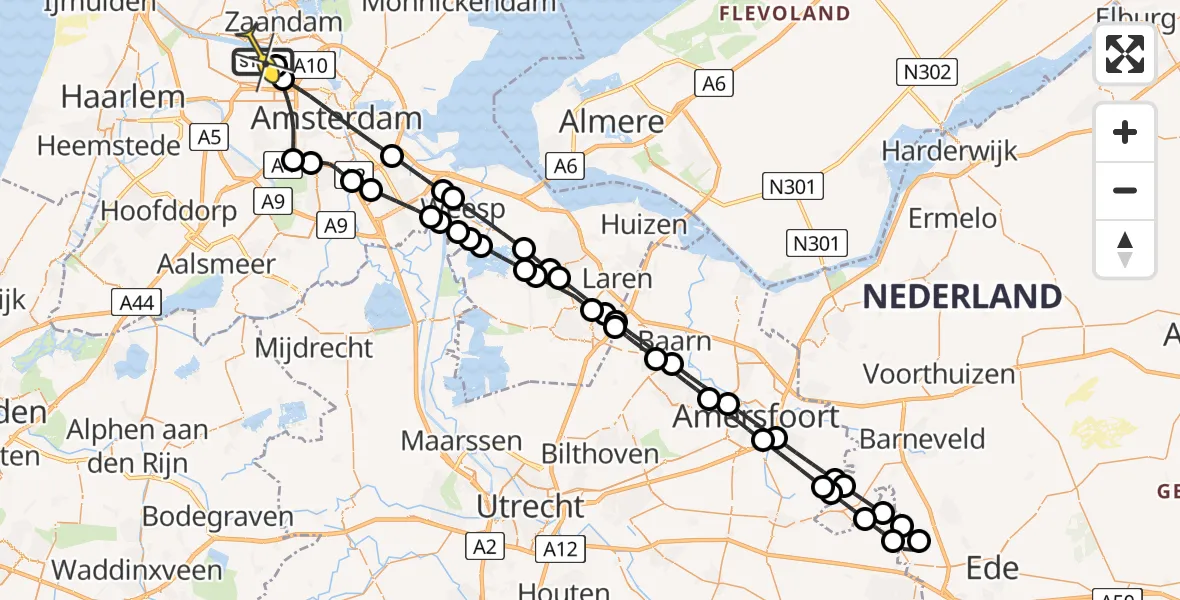 Routekaart van de vlucht: Lifeliner 1 naar Amsterdam Heliport, Maltaweg