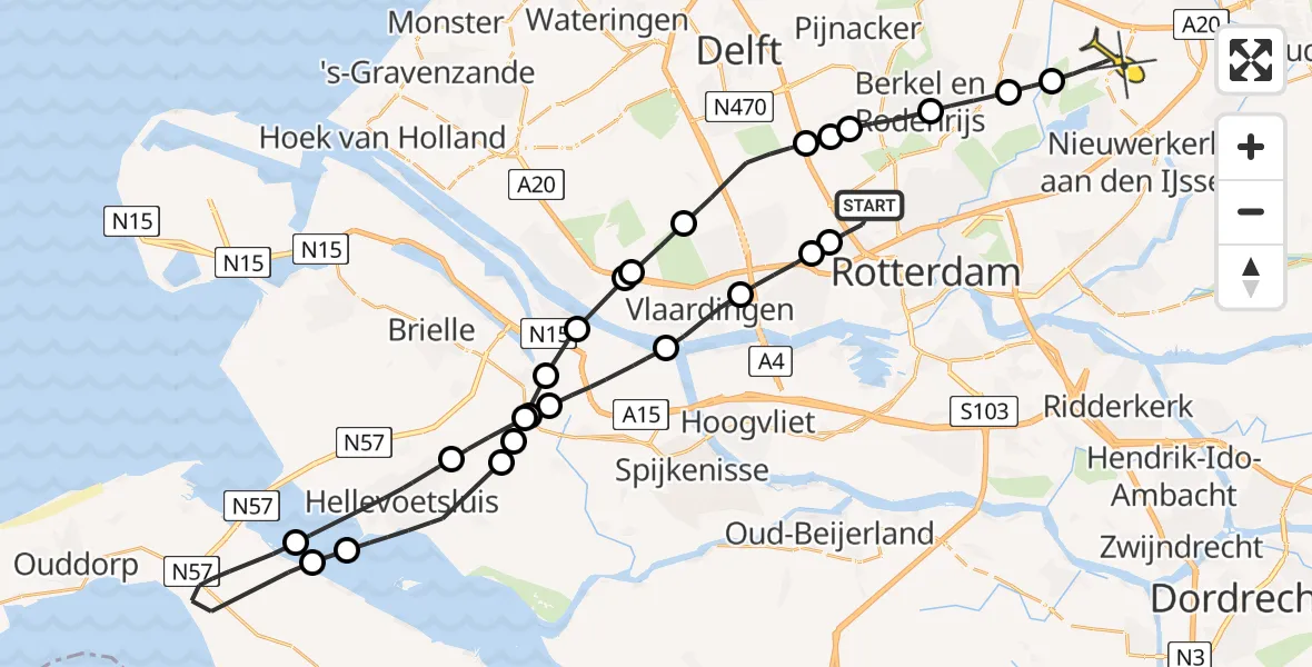 Routekaart van de vlucht: Lifeliner 2 naar Zevenhuizen, Deelenpad