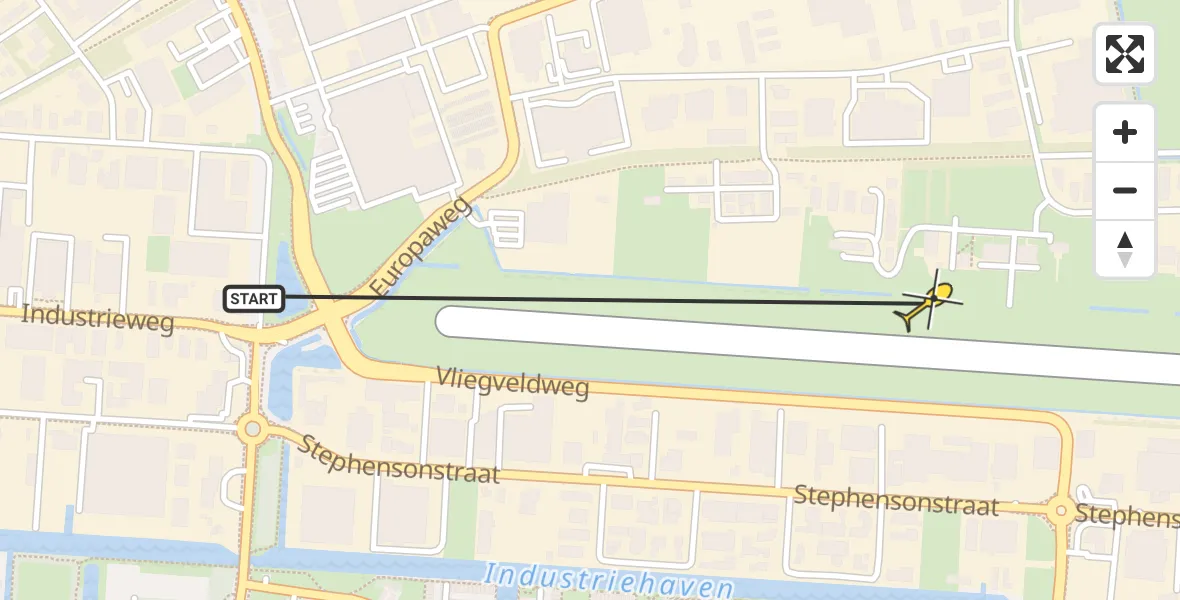 Routekaart van de vlucht: Lifeliner 4 naar Vliegveld Hoogeveen, Plesmanstraat