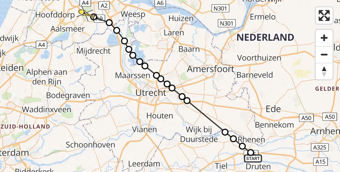 Routekaart van de vlucht: Politiehelikopter naar Amstelveen, Oude Broekdijk
