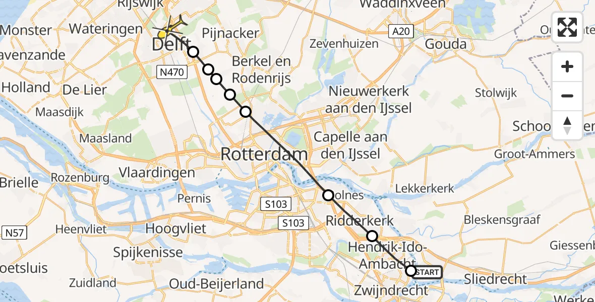 Routekaart van de vlucht: Lifeliner 2 naar Delft, Fokker Aerostructures B.V.
