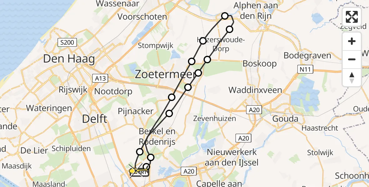 Routekaart van de vlucht: Lifeliner 2 naar Rotterdam The Hague Airport, Spookverlaat