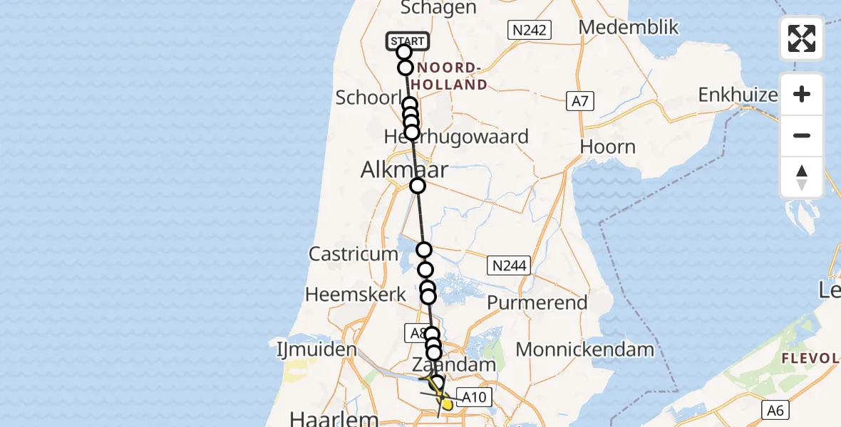 Routekaart van de vlucht: Lifeliner 1 naar Amsterdam Heliport, Rijperweg