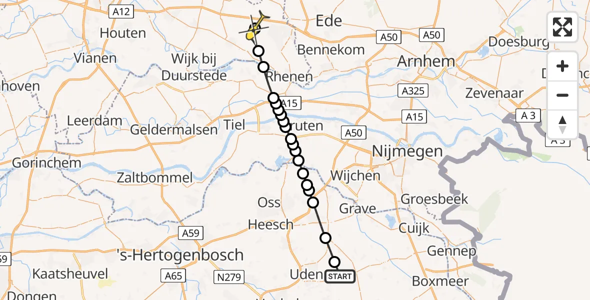 Routekaart van de vlucht: Lifeliner 3 naar Overberg, Millsebaan