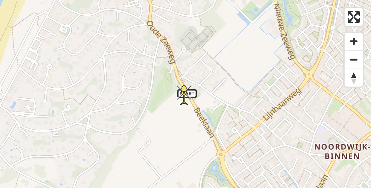 Routekaart van de vlucht: Lifeliner 1 naar Noordwijk, Oude Zeeweg