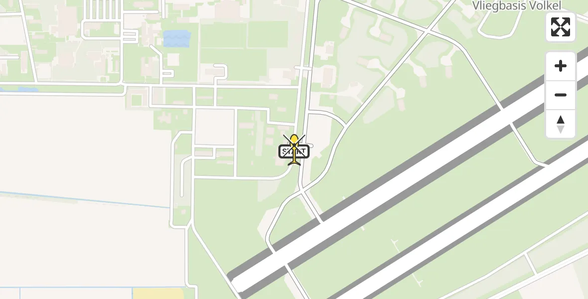 Vluchtroute Politiehelikopter van Vliegbasis Volkel naar Vliegbasis Volkel