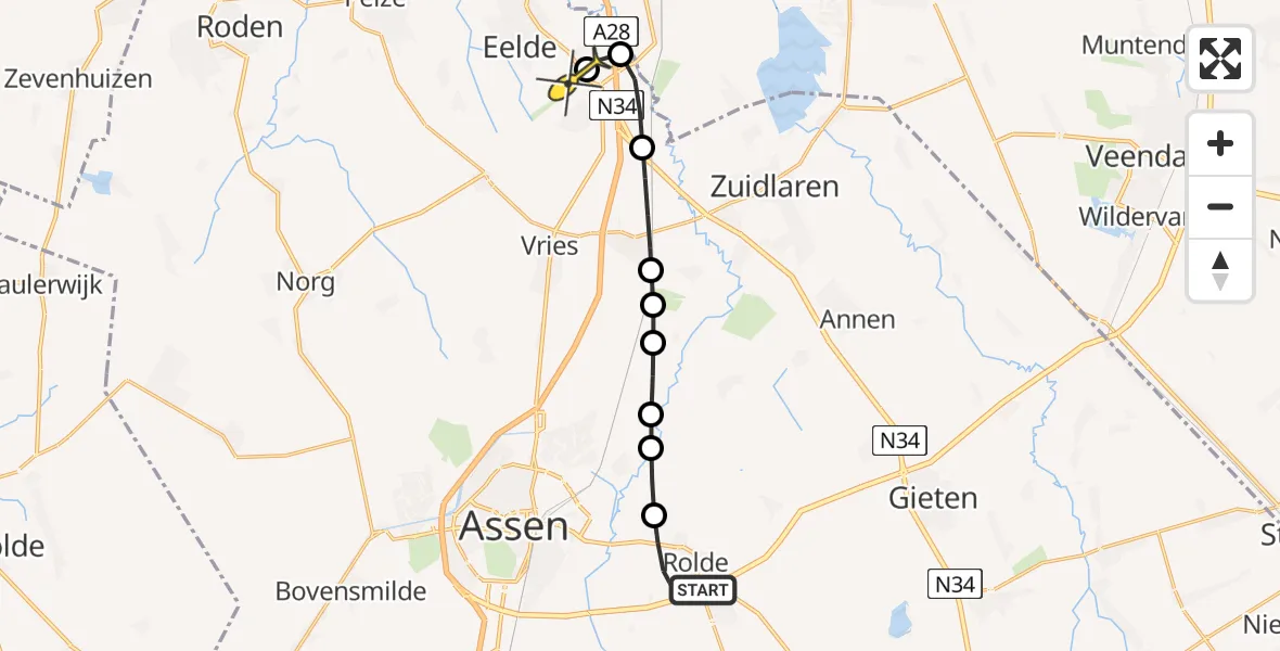 Routekaart van de vlucht: Lifeliner 4 naar Groningen Airport Eelde, Nijlanderstraat