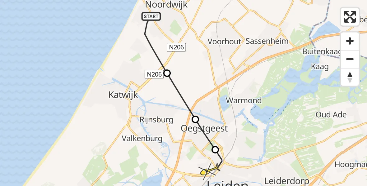Routekaart van de vlucht: Lifeliner 1 naar Leiden, Gerleeweg
