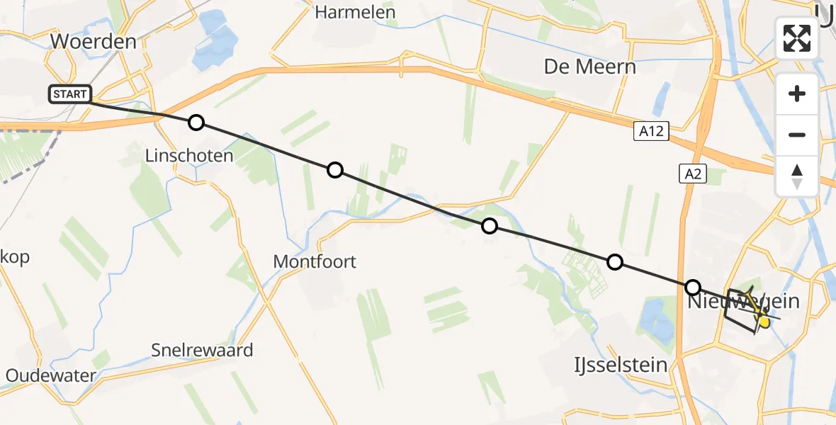 Routekaart van de vlucht: Lifeliner 2 naar Nieuwegein, Waardsedijk