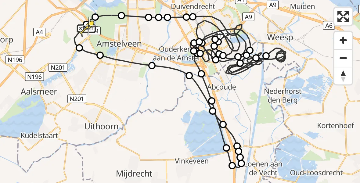 Routekaart van de vlucht: Politiehelikopter naar Schiphol, Mr. Jac. Takkade